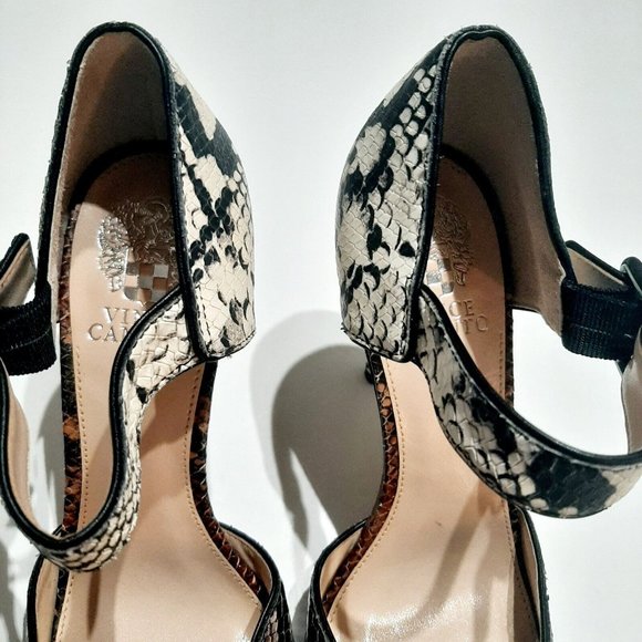 VINCE CAMUTO Ankle Strap Multi-Color Retro Python Snakeskin Heels Sessen US 9.5 - Picture 4 of 7